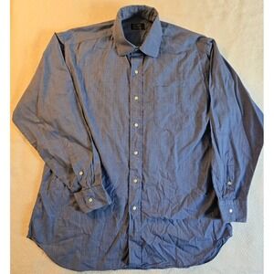 Gitman Bros Mens 16 33 Button Down Shirt Blue Window Pane Cotton Made in USA